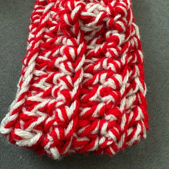 Crocheted Handcrafted Red and White Ear Warmer - Picture 3 of 3